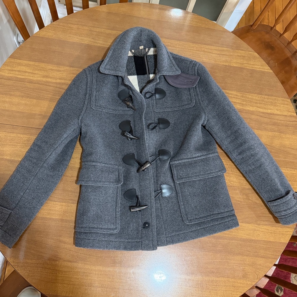 Burberry Charcoal Toggle Pea Coat